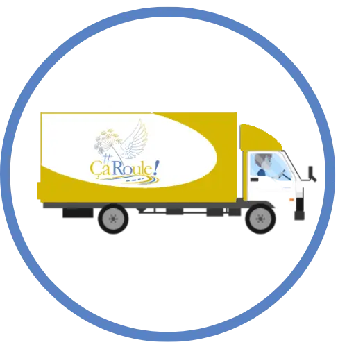 #ca_roule-commande-transport-en-ligne-delais-garantis Icône camion de livraison #ÇaRoule pour la commande de transport de marchandises palettisées en ligne avec délais garantis.