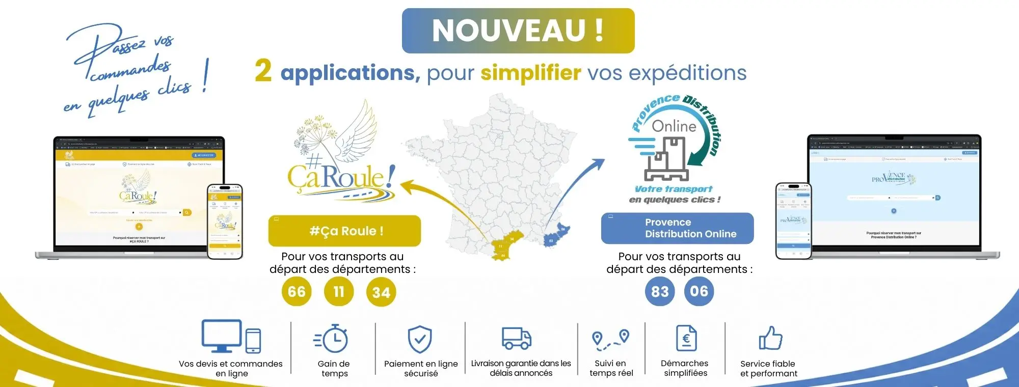 Deux applications de devis et commande de transport de palettes en ligne : #Ça Roule et Provence Distribution Online.